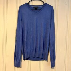 Banana Republic mens medium blue silk cashmere cotton blend vneck sweater top